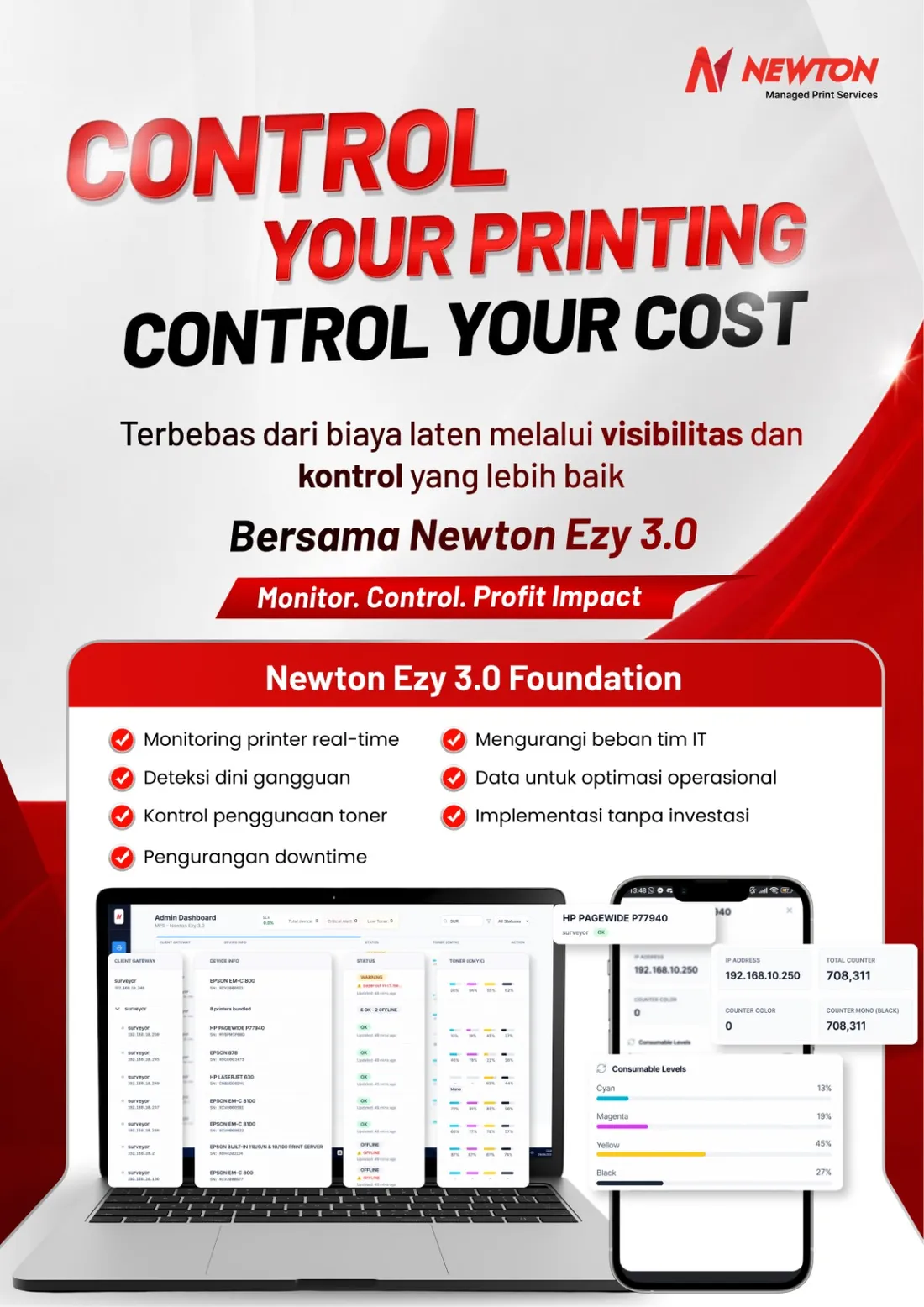 Poster produk Newton Ezy 3.0: Control your printing, control your cost
