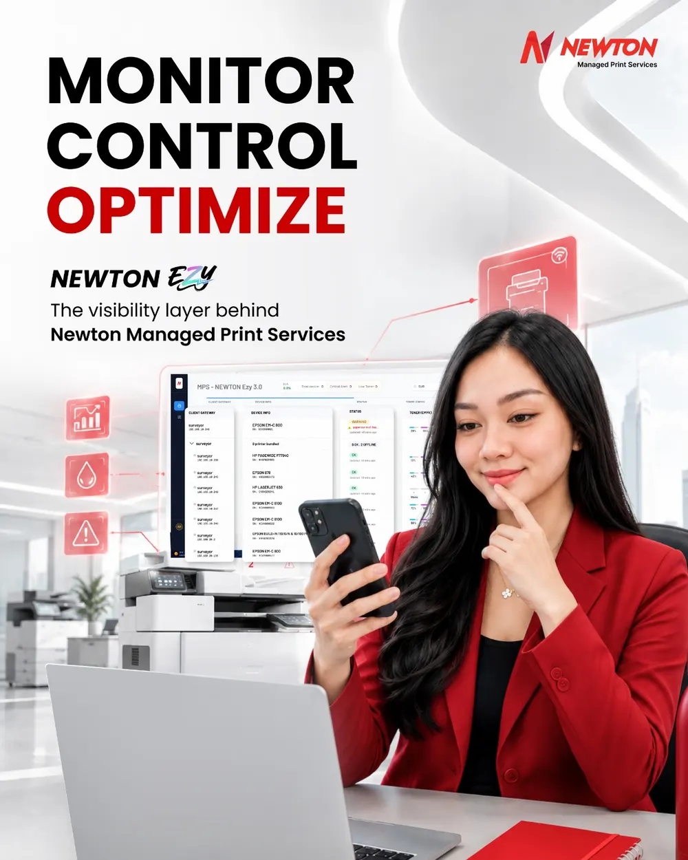 Konten produk Newton Ezy: Monitor, control, optimize